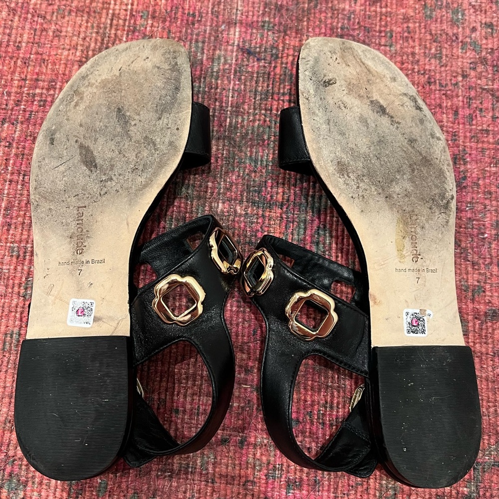 LARROUDE Milan Flat Leather Sandal - Picture 8 of 10